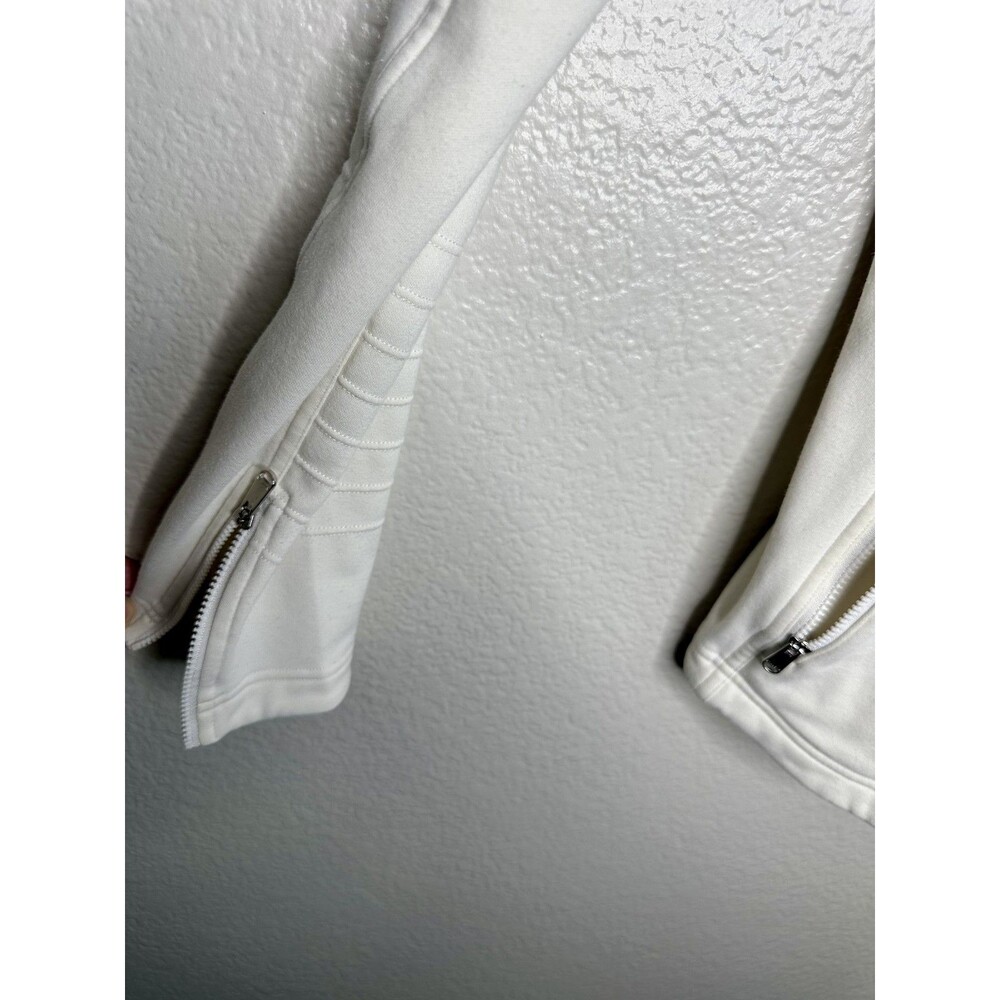 Athleta Moto Jacket Womens Medium Stretch White Asymmetrical Zip Pockets Fleece - Picture 4 of 6
